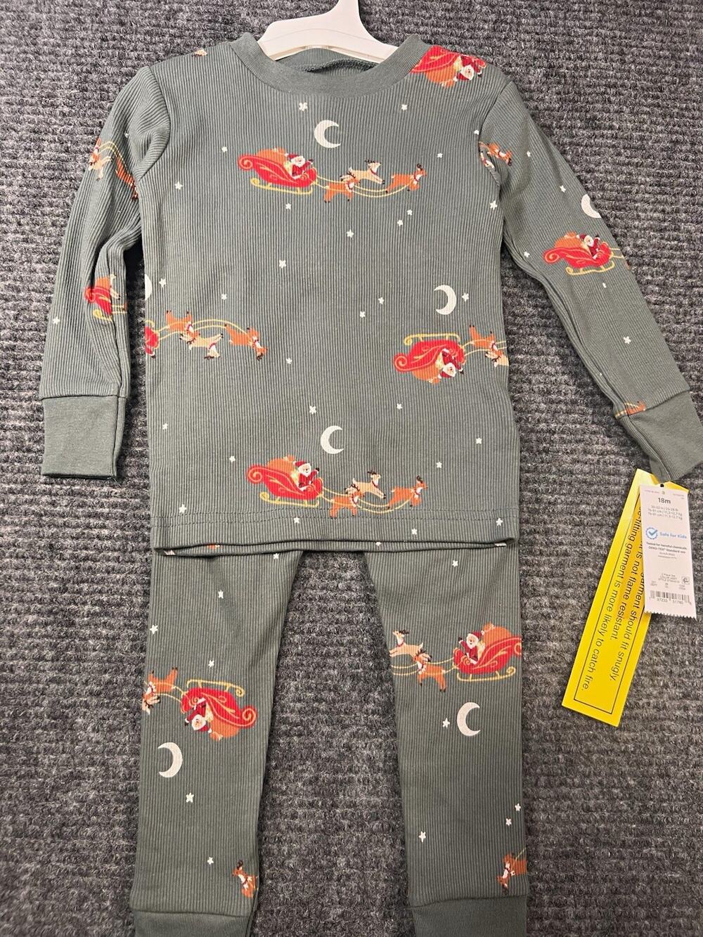Carter’s Just One You Baby 18M Santa Reindeer Christmas Pajama Set NWT